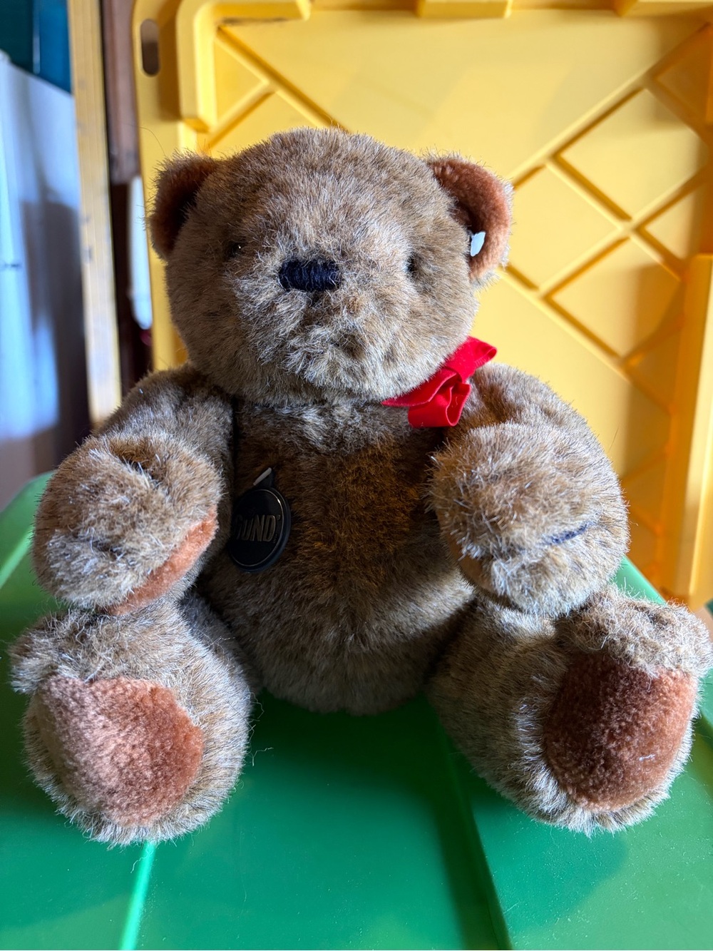 Gund Brown Plush Teddy Bear with Red Bow